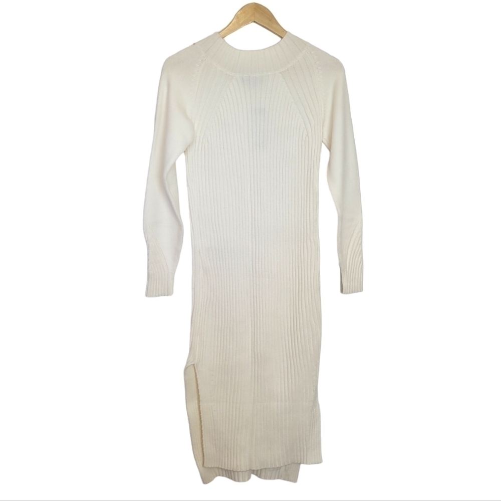 Lulu's Snuggle Party Ivory Mock Neck Midi Knit Sweater Dress